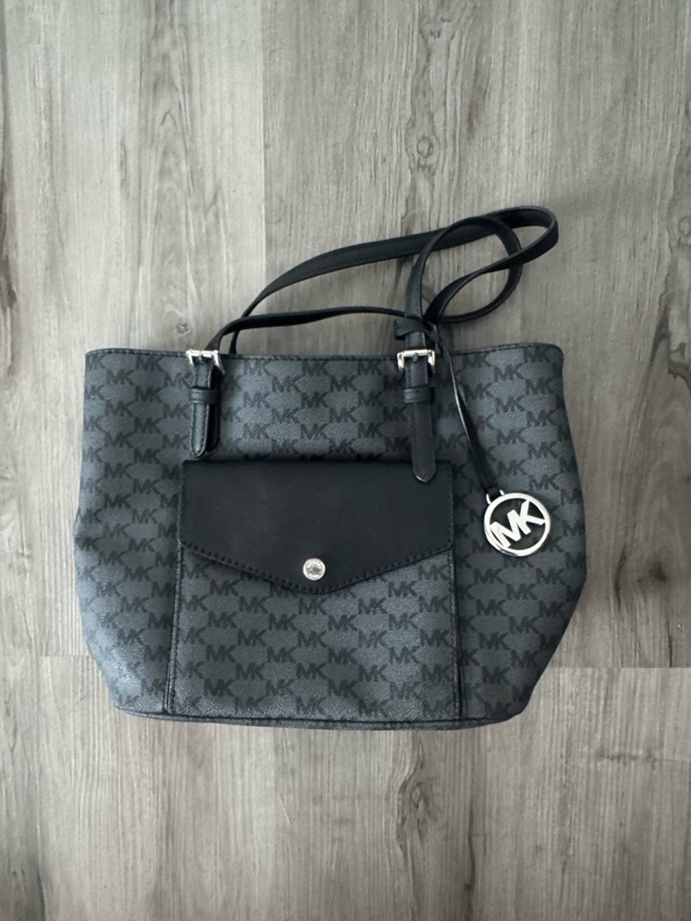 Michael Kors Black and Gray Signature Messenger Bag